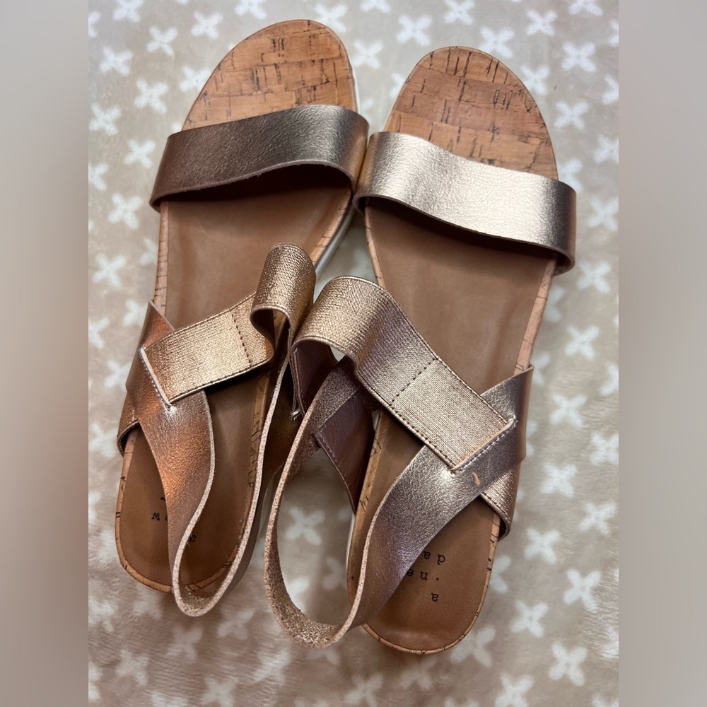 Metallic Rose Bronze Sandals 9.5